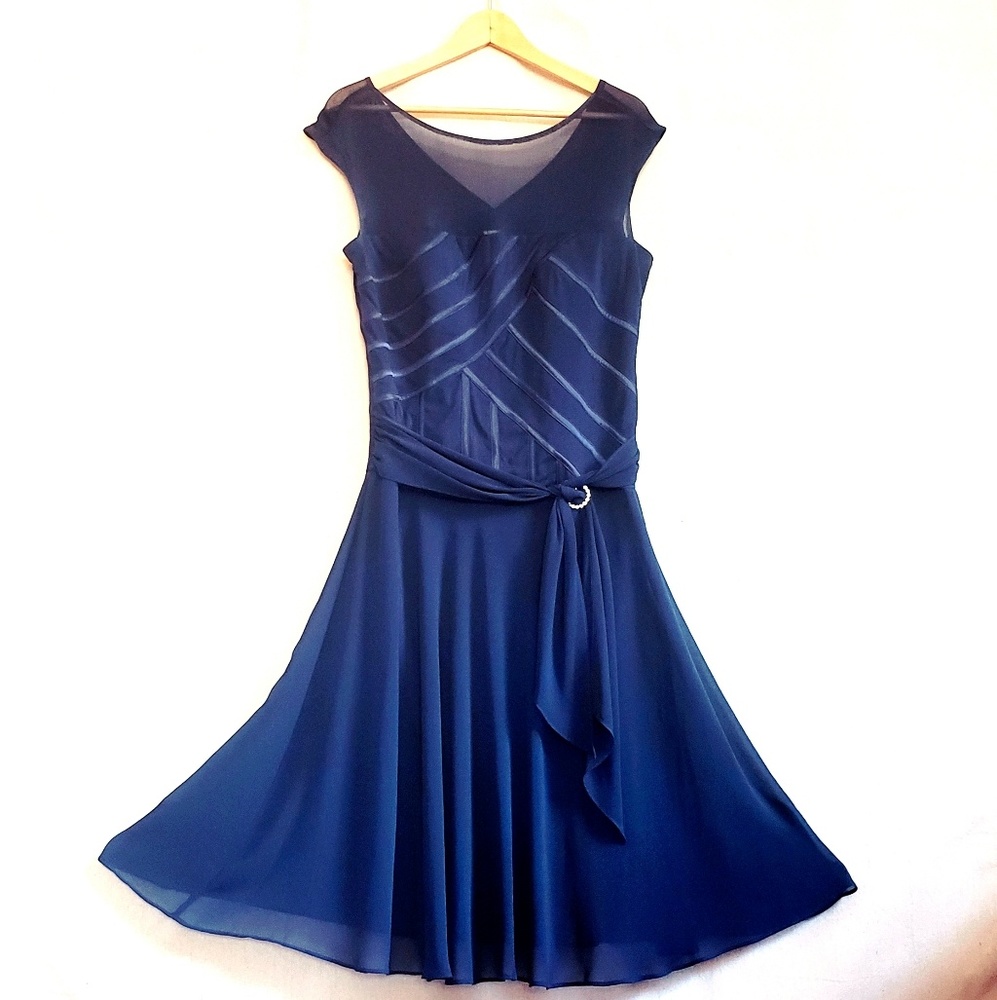 Signature by Sangria Blue Midi Dress